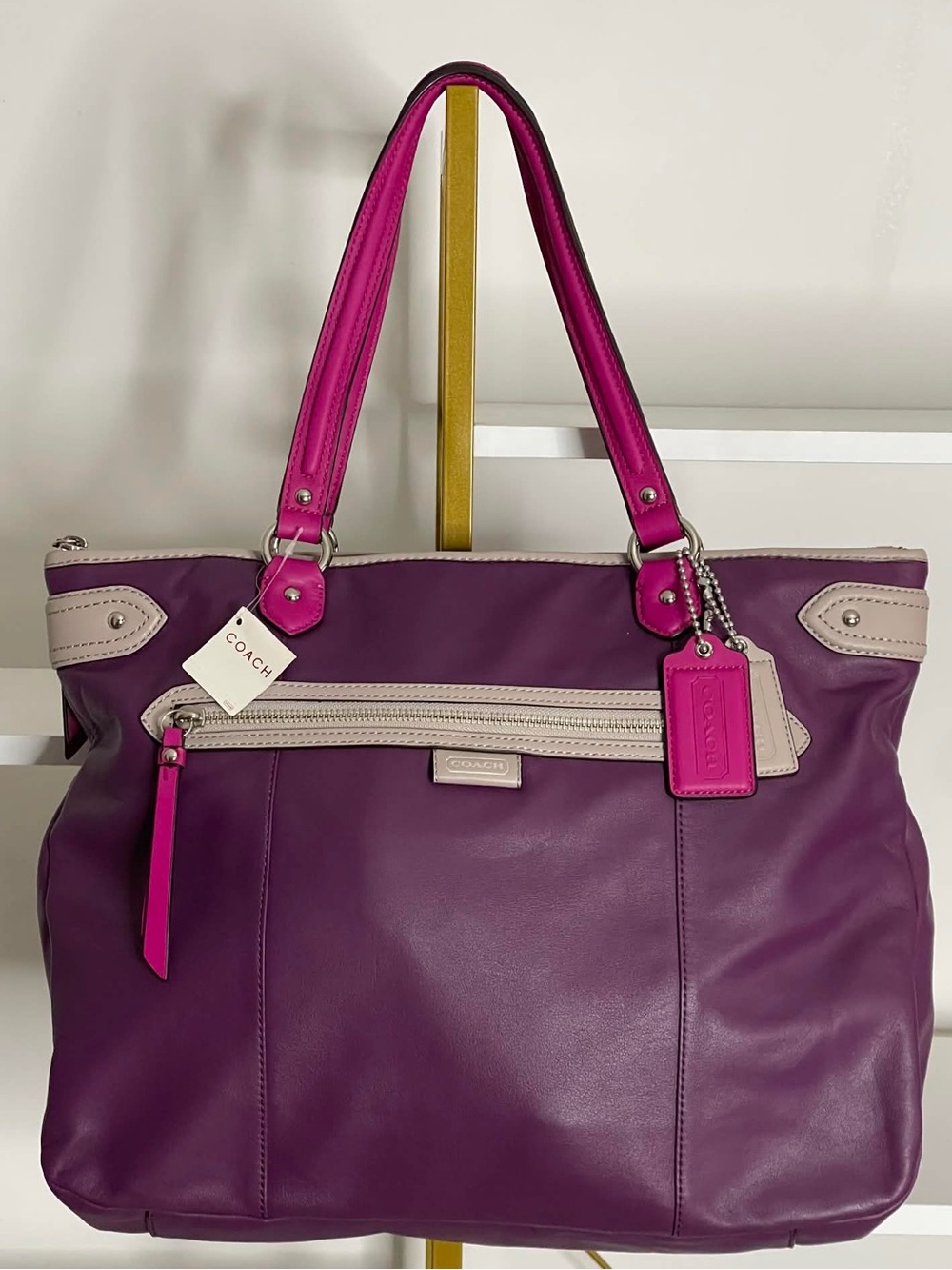 COACH Daisy SPECTATOR Leather Emma TOTE Bag Purple/ Pink